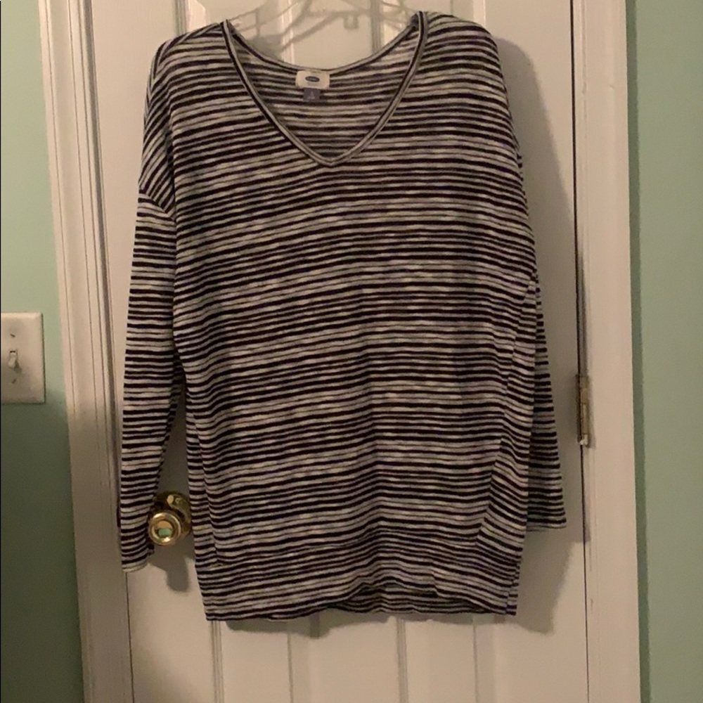 Grey and white stripped sweater